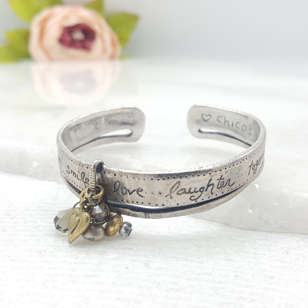 ✔Chicos Inspirational Quote Charm Cuff Bracelet - Picture 2 of 7